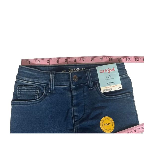 Girls Cat & Jack Adjustable Waist Dark Wash Skinny Blue Jeans Girls Size S 6/6X - Picture 3 of 12